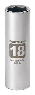 Craftsman 18 mm S X 1/2 in. drive S Metric 6 Point Deep Socket 1 pc