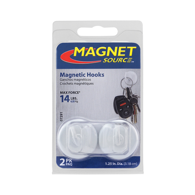 Magnet Source 1.4 in. L X 1.25 in. W White Ceramic Magnetic Hooks 14 lb. pull 2 pc