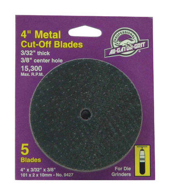 Gator 4 in. D X 3/8 in. S Aluminum Oxide Metal Cut-Off Blade 5 pc