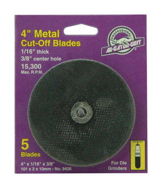 Gator 4 in. D X 3/8 in. S Aluminum Oxide Metal Cut-Off Blade 5 pc
