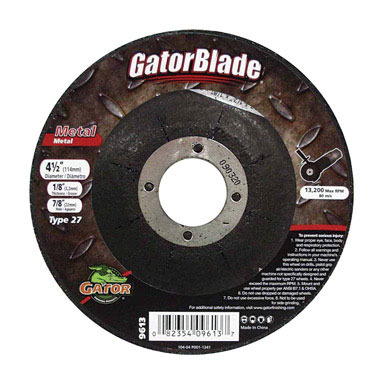 Gator 4-1/2 in. D X 1/8 in. thick T X 7/8 in. in. S Metal Grinding Wheel 1 pc