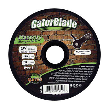 Gator 4-1/2 in. D X 7/8 in. S Aluminum Oxide Masonry Cut-Off Wheel 1 pc