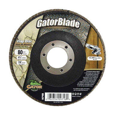 Gator 4-1/2 in. D X 7/8 in.  S Zirconia Aluminum Oxide Flap Disc 80 Grit 1 pk
