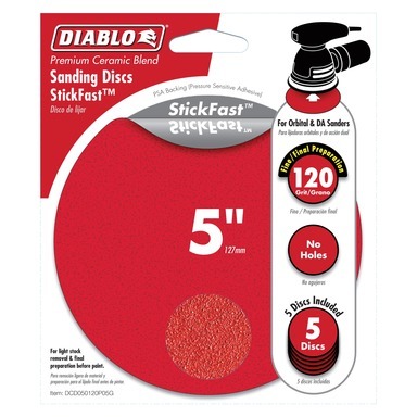 SAND DISC 5" 120GRIT 5PK