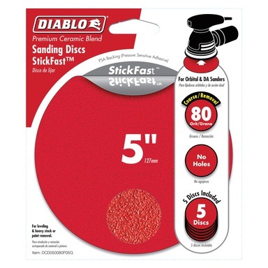 SAND DISC 5" 80GRIT 5PK