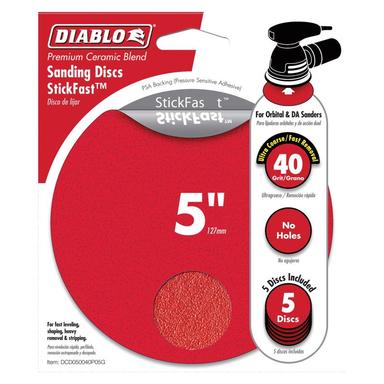 SAND DISC 5" 40 GRIT 5PK