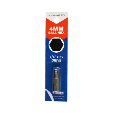 BALL HEX 4MM 1/4"INSRT
