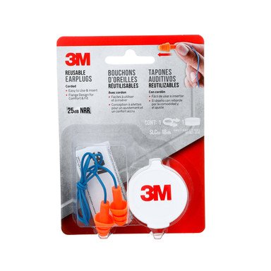 3M 25 dB PVC Ear Plugs Blue/Orange 1 pk
