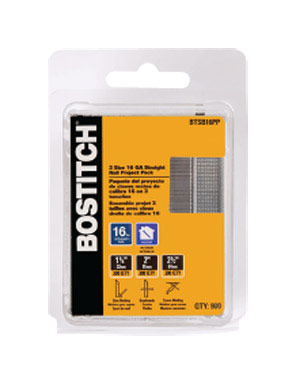 Bostitch Assorted in. 16 Ga. Straight Strip Finish Nails Smooth Shank 900 pk