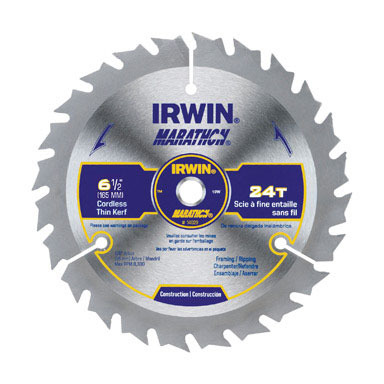 Irwin Marathon 6-1/2 in. D X 5/8 in. S Carbide Circular Saw Blade 24 teeth 1 pk
