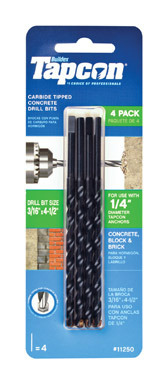 4PK 3/16x4-1/2 Tapcon Bit