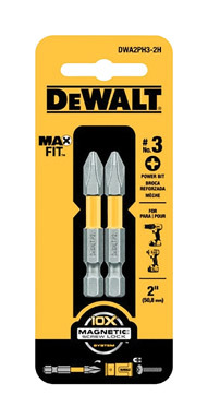 DeWalt Max Fit Phillips #3  S X 2 in. L Power Bit S2 Tool Steel 2 pc