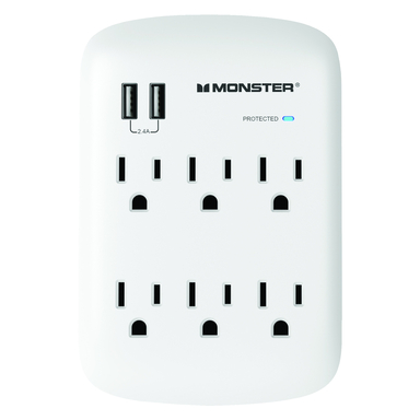 6 Outlet 2 USB Surge Protector W