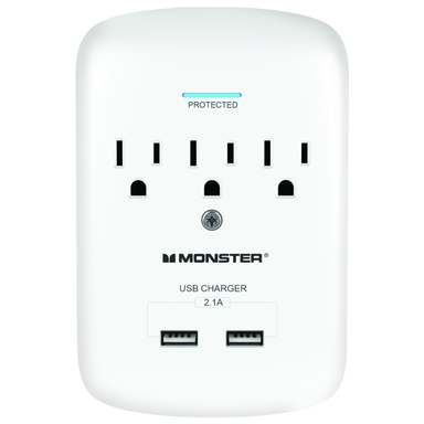 3 Outlet Surge Protector White