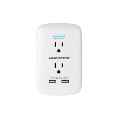 Surge Tap 2 Outlet  2 Usb White
