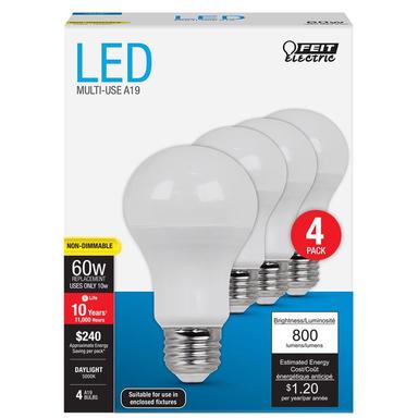 LED A19 E26 60W DL 4PK