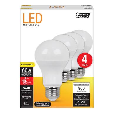 60W ND A19 SW 4PK LED