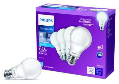 BULB LED A19 E26 DL 60W 4PK