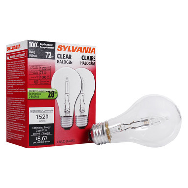 Halogen A19 E26 72w 2pk