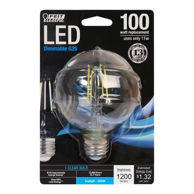 Feit Electric G25 E26 (Medium) Filament LED Bulb Daylight 100 W 1 pk