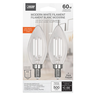 2PK BA10 LED Bulb Soft White 60W