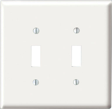 White 2G 2 Toggle Wall Plate