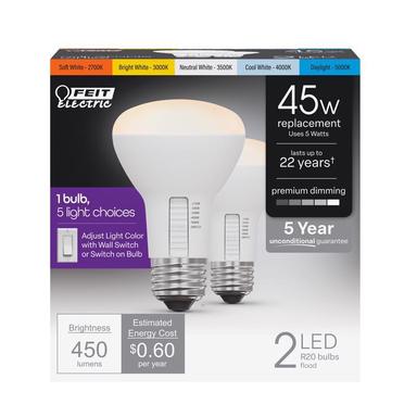 2PK 45W R20 LED Bulb White