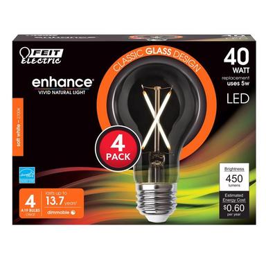 4PK 40W A19 Filament LED Bulb SW