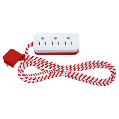 Ge Power Strip 3-out 8' Red/wht