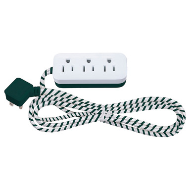 Ge Power Strip 3-out 8' Grn/wht