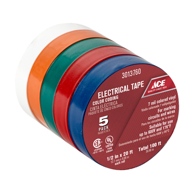 Electrical Tape 1/2"X20' 5PK