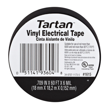 TAPE 3/4" x 60' UL NEGRO TART 3M