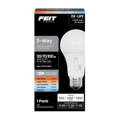 100W A19 4PK ADJ WHT LED