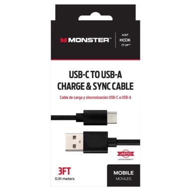3' USB-C to USB-A Sync Cable