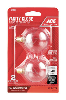 BULB ACE G16.5 40W CL2PK