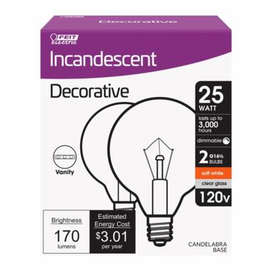 INCAND BULB 25W E12 GLBE