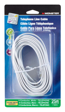 Monster Just Hook It Up 25 ft. L White Modular Telephone Line Cable
