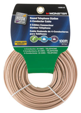 Monster Just Hook It Up 100 ft. L Ivory Telephone Station Wire