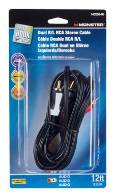 CABLE DUAL RCA 12' BLACK