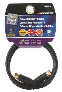 3' Coax Cable RG6 BLACK