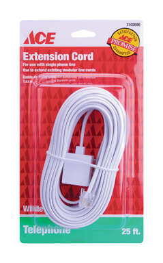 CORD PHONE 25FT M/F WHT