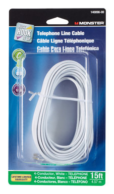 15' Mod Telephone Line Cable WHT