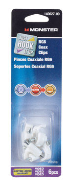 Coax Cable Clips White 6PK