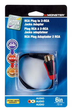 3" RCA Y Adapter Splitter