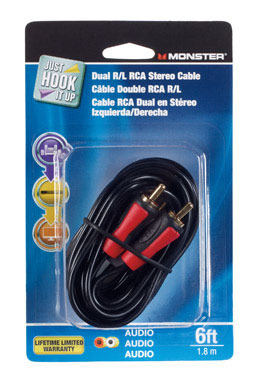 CABLE DUAL RCA 6' BLK