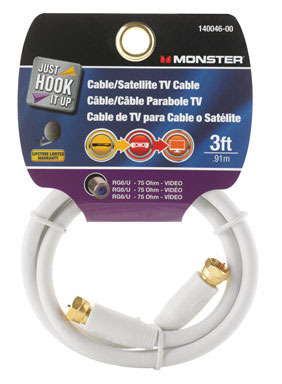 ACE RG6 CABLE 3' WHT