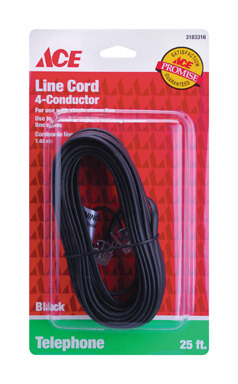 PHONECORD LINE 4C 25'BLK