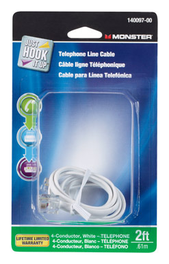 2' Telephone Line Cable White