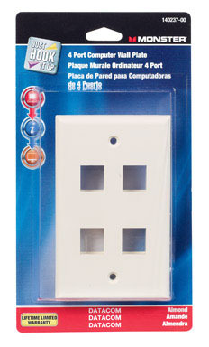 Wallplate 4-port Almond