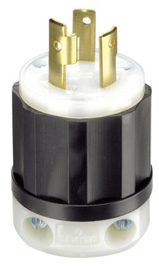 Leviton Industrial Thermoplastic Curved Blade/Ground Locking Plug L6-30P 16-8 AWG 2 Pole 3 Wire Bagg